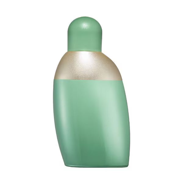Green bottle with gold cap on a white background